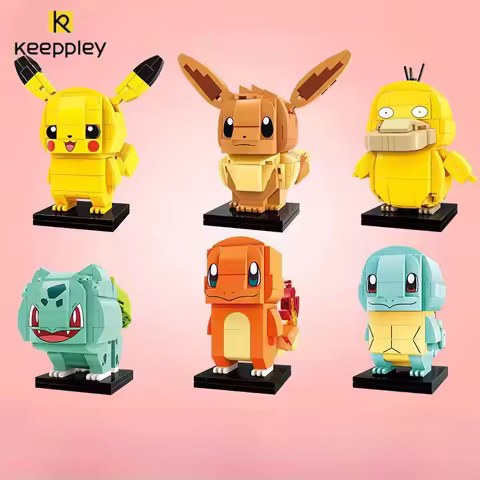 Keeppley Pokémon Series Brickhead Assembled Building Blocks Boy Girl Toys Pikachu Ibrahimovic Panda 