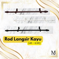 A10 |MJL - Rod Kayu (Original Kayu) Rod Langsir Kayu / Wooden Rod for Curtains (4ft-6.5ft)