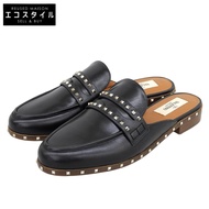 Valentino Garavani，近全新，皮革底，鉚釘平底穆勒鞋，女鞋，黑色，36碼。 [二手]