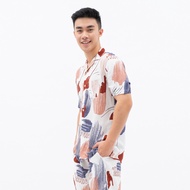 MUST Kemeja Pantai Pria Wanita Abstrak Vintage Casual Shirt Lengan Pendek - Motif Spencer