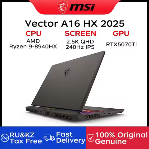 2025 MSI Vector A16 HX Gaming Laptop 16 Inch 2.5K QHD 240Hz IPS Screen Netbook AMD Ryzen R9-8940HX 9