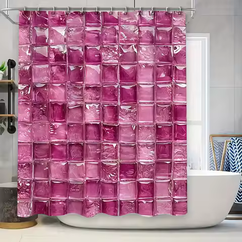 Sun Moon Print Shower Curtain Waterproof Fabric Decorative Bathroom Liner Set in Beige Color with Bl
