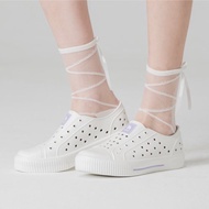 moz瑞典駝鹿 雙色洞洞餅乾水鞋 (白/紫標) 防潑水-附鞋扣