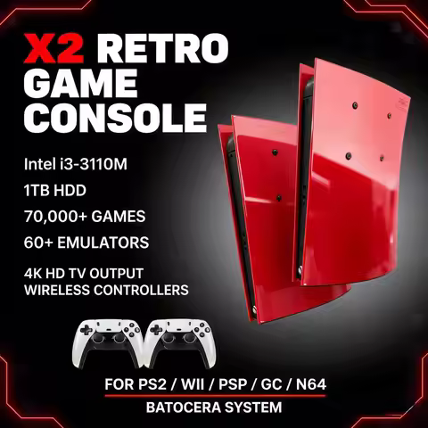 X2 Retro Game Console Intel I3-3110M 1TB 70,000+ Games 60+ Emulators 4K HD TV Wireless Controllers