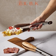 Glowingbubbles Cooking Tongs, Walnut Wood Tongs, Cooking Tongs, Stainless Steel Non-Slip Walnut Sala