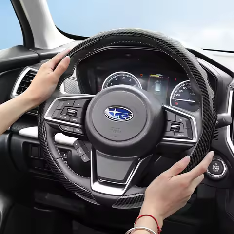Suitable for Subaru Carbon Fiber Texture Steering Wheel Cover Snap-On Wave-Shaped Sports Design Prot