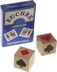 Hickoryville Euchre Bundle - 3 Items: 2 Euchre Decks in 1 Box and 2 Suit Marker Dice