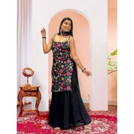 - Georgette Heavy Work Sleeveless Sharara Suit M-XXL July25