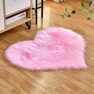 YRXRUS Heart Rug, Pink Heart Shaped Rug, Fluffy Faux Fur Rugs, Shag Mats For Bedroom Living Room, Lo