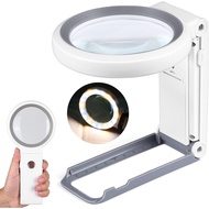 30X 10X Magnifying Glass with Light and Stand, Foldable Handheld Magnifying Glass 18 LED Illuminated
