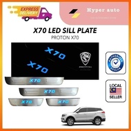 Proton X70 Chrome Stainless Steel Blue LED Car Door Side Sill Step Plate (4 Pcs) Plug &amp; Play