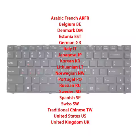 Multilingu Keyboard For CLEVO N130BU/WU/ZU N131BU/WU/ZU N140WU/ZJ/ZU N141CU/WU/ZU N230WU N232WU P640
