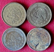 287墨西哥早期各年代5披索銅幣，4枚合拍，保真品相良好，ㄧ枚破版。
