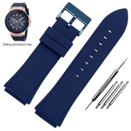 ☌ 22 มม.ยางซิลิโคนนูนสีฟ้านาฬิกาสีดำสร้อยข้อมือผู้ชายสำหรับ Guess W0247G3 W0040G3 W0040G7 W0281G สาย