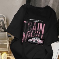 t shirt wanita style korean oversize lengan pendek Kaos retro car katun murni korean baju style wani