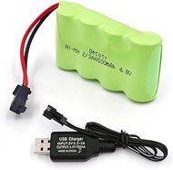 4.8 V Battery, 500 mAh Rechargeable 2/3AA NiMH 4.8 V Battery Pack RC Car Battery with SM Plug for Re