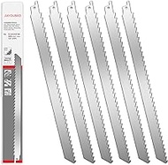 12-Inch Stainless Steel Saw Blades for Meat Ctting 3TPI Big Tooth Unpainted Reciprocating Saw Blades for Frozen Meat, Bones, Turkey, Ice Cubes, Cured Ham, Sheep, Beef and Ice Cubes (6 Pack)