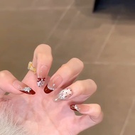 Daughter Rich Home White Hot N33 Handmade Wearing Nails Cat's Eye New Year Manicure French High-End 