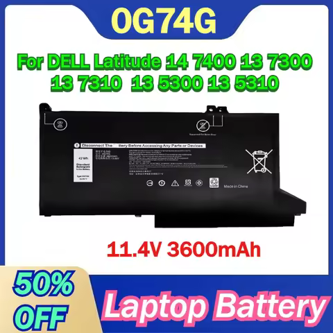 11.4V 3600mAh 0G74G OG74G MXV9V Laptop Battery for DELL Latitude 14 7400 13 7300 7310 5300 5310