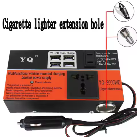 Car Inverter Car Power Inverter 2000W DC 12V/24V To DC 110V/220V Converter Trip 4 USB Overload Prote