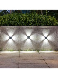 2入組太陽能壁燈,16個led室外日光感應燈,戶外防水太陽能甲板燈,適用於花園街道景觀陽台戶外裝飾（暖白色）