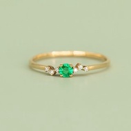 18K金祖母綠寶石滿天星戒指 Emerald Baby's Breath Diamond Ring