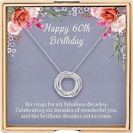 60th birthday gifts for women, 925 Sterling Silver Six Circle Necklace for 60th Birthday Gift Ideas,