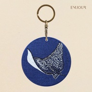 EMJOUR Double-Sided Embroidery Charm-Stingray | Sea Life Animal Souvenir Gift Key Ring Bag Accessori