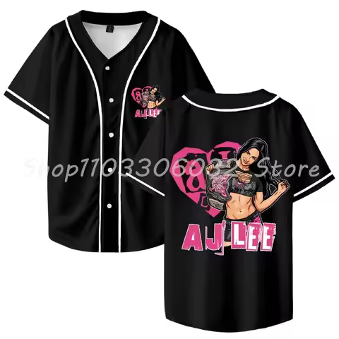 AJ Lee Merch Baseball Jersey Shirt V-Neck Women Men Short Sleeve Streetwear Clothes