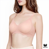 Wacoal ชุดชั้นเนียน บราไร้โครง Smart size บราลูกไม้ลายคลื่น รุ่น WB3Y42 สีชมพูอมส้ม (RO)