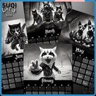 LUCKY-SUQI Black Metal Cats 2026 Wall Calendar, 2026 Heavy Metal 12 Months of Cats Art Planner, Cat 