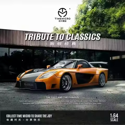 Time Micro 1:64 RX-7 Veilside FNF Orange Diecast Model Car