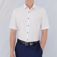 G2000 - 【免熨系列】男士 全棉提花短袖恤衫 (白色)