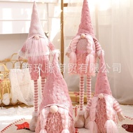 Pink Decorations Christmas Faceless Christmas Hotel Scene Mall Figurine Christmas Arrangement Elderl