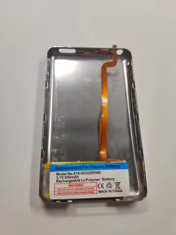 For iPod Video 5th Classic 6th/7th Silver Metal Back Cover + 650mAh Battery - Fit Thin 30GB/80GB/120