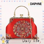 DAPHNE Chain Bucket Bag, Shell Shaped Floral Embroidered Embroidered Bags, Retro Elegant Large Capacity Handbags Female