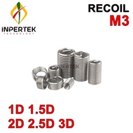 Recoil M3X0.8 Thread Helicoil M3 Drat Baut Repair Stainless Kunci Verbos