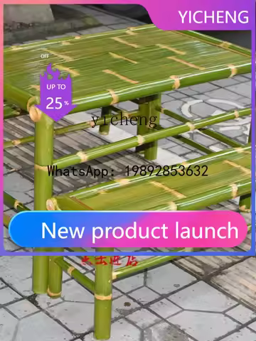 X8 bamboo rattan table and chair backrest bamboo bench handmade pastoral rectangular table bamboo ch