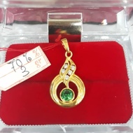 Lt506E432E liontin model ring daun permata putih dan hijau emas asli