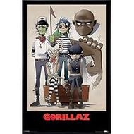 Close Up Gorillaz Poster (93x62 cm) gerahmt in: Rahmen schwarz