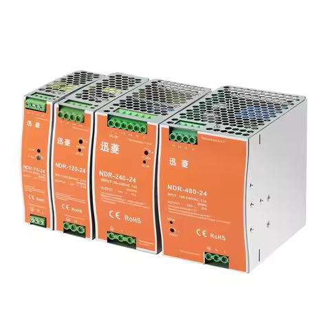 NDR/EDR Rail Mounted Switch Power Supply NDR-75 120 150 240 480W Output 24V 48V Industrial DIN Rail 