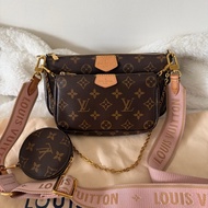 Lv 五合一麻將包(M44840)粉色肩帶