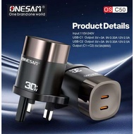 ONESAM OS-C50 30W Charger Adapter / PD 30W Super Quick Fast Charging / UK Plug