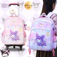 41cm Beg Kuromi Sekolah Rendah Trolli Tarik Beg Roda Perempuan Kartun