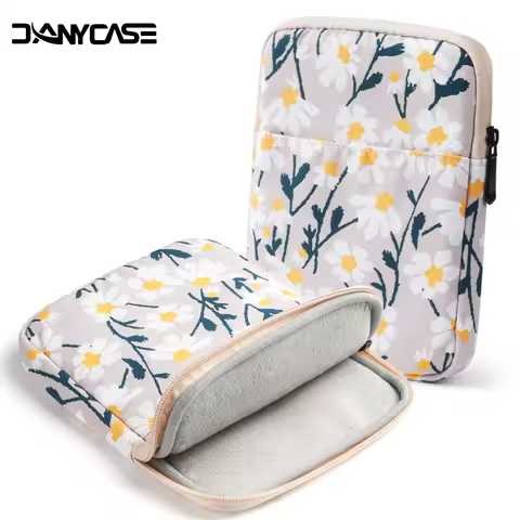 6-7' Kindle Pouch for Kindle/Boox/Kobo Reader,Printing Daisy Padded Sleeve Pouch for Kindle Paperwhi