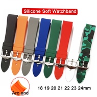Curved End Silicone Watchband for Seiko 18 19 20 21 22 23 24mm Soft Watch Strap for rolex Water Ghost Universal Sport Waterproof Bracelet Accessories