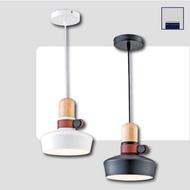 Art Type Chandelier Single Head Dining E27 Lamp Holder Black Shell White Imitation Leather Wood Come