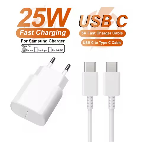 PD 25W Super Fast Charger For Samsung Galaxy S24 S25 Wall Charger Fast Charging USB Type C Cable Qui