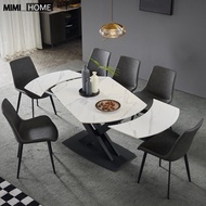 【SG⭐SALES】Extendable Dining Round Table Sintered Stone Dining Table Set w Chair Foldable Dining Table Marble Round Table Marble Table and Chair Scratch Resistant High Temperature