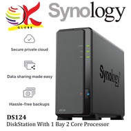 SYNOLOGY DS124 NAS DISKSTATION 1-BAY NAS 2-CORE PROCEESOR - IDEAL DATA BACKUP HOME CLOUD STORAGE
